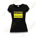 T-Shirt "Caution" Femme - Noir