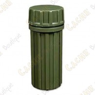  Green plastic tube with cap. Resistant and waterproof. 