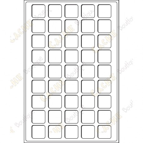 Plateau L pour géocoins 31 x 31 mm - 45 cases