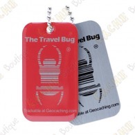  Travel bug officiel Groundspeak de couleur avec QR code au dos. 