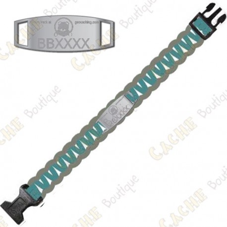 Bracelet Paracorde Trackable - Brugse Beer VI - Turquoise / Gris - Prévente