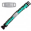 Bracelete Paracord Trackable - Geocaching - Turquesa / Cinza