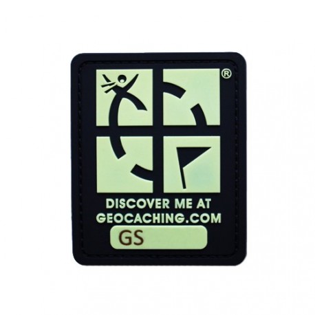 Patch Geocaching trackable - Noir phosphorescent