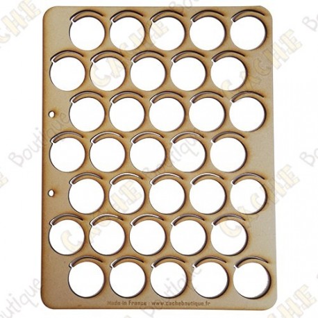 Plateau pour géocoins en bois - 35 cases - Cache Boutique