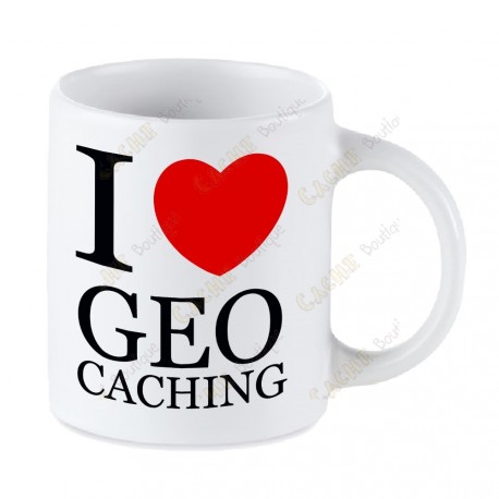 Taza Geocaching blanca - I love Geocaching