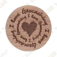 Géocoin en bois - I love Geocaching