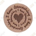 Géocoin en bois - I love Geocaching