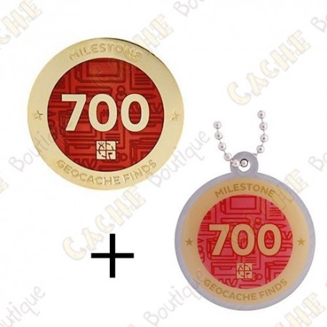 Geocoin + Travel Tag "Milestone" - 700 Finds