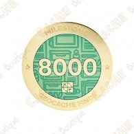 Geocoin + Travel Tag "Milestone" - 8000 Finds