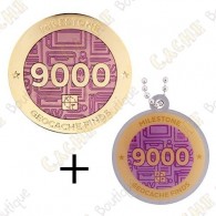 Geocoin + Travel Tag "Milestone" - 9000 Finds