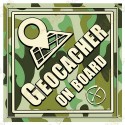 Sticker voiture "Geocacher on board" camouflage