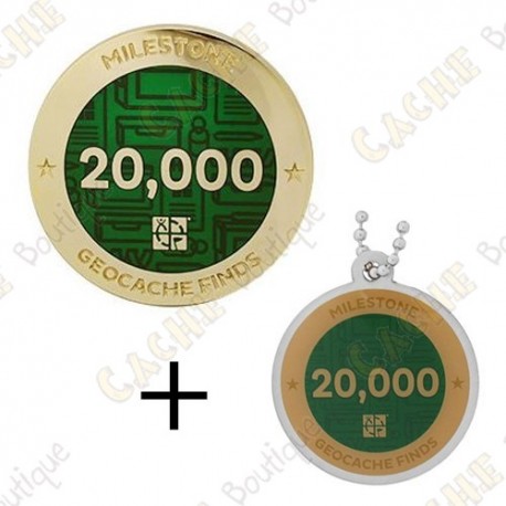 Geocoin + Travel Tag "Milestone" - 20 000 Finds