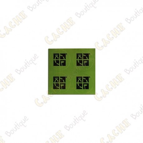 Mini stickers ronds Groundspeak verts - Lot de 4
