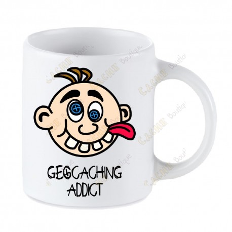 Mug Geocaching blanc - Geocaching Addict Garçon